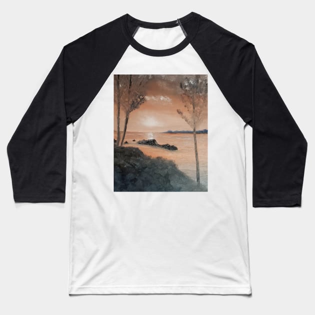 Evening glow oil painting  by artist Tabitha kremesec Baseball T-Shirt by Tabitha Kremesec 